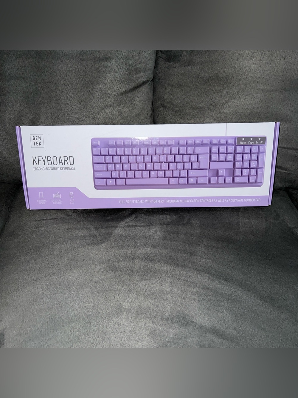 Purple Ergonomic Wired Keyboard